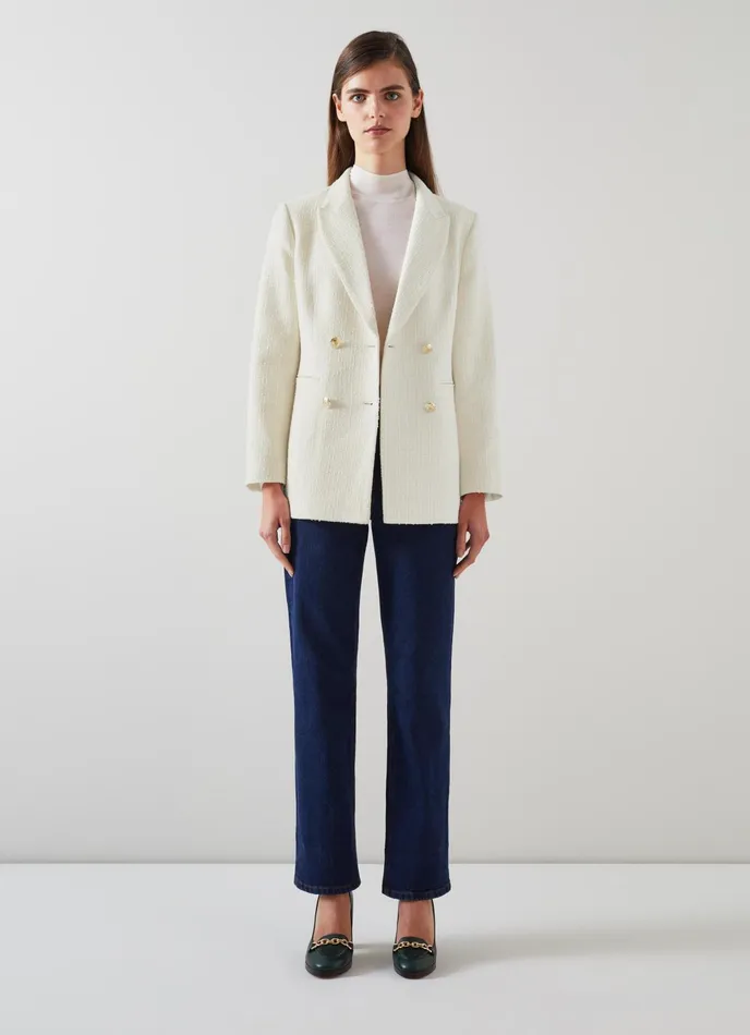 LK Bennett Mariner Lilac Italian Tweed DoubleBreasted Jacket Women Coats and Jackets