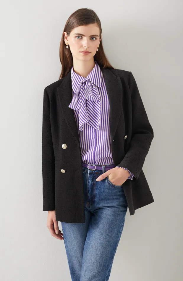 LK Bennett Mariner Lilac Italian Tweed DoubleBreasted Jacket Women Coats and Jackets