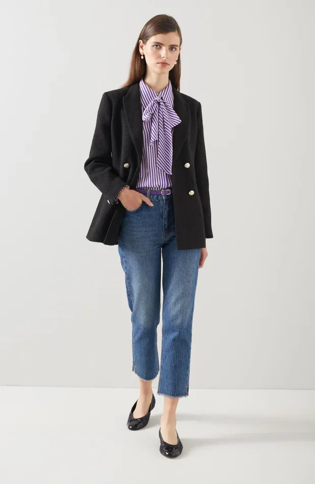 LK Bennett Mariner Lilac Italian Tweed DoubleBreasted Jacket Women Coats and Jackets