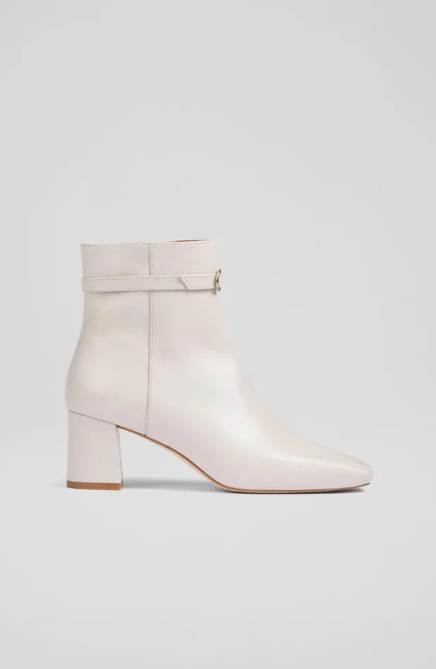 LK Bennett Natalia Cream Leather Ankle Boots Women Boots