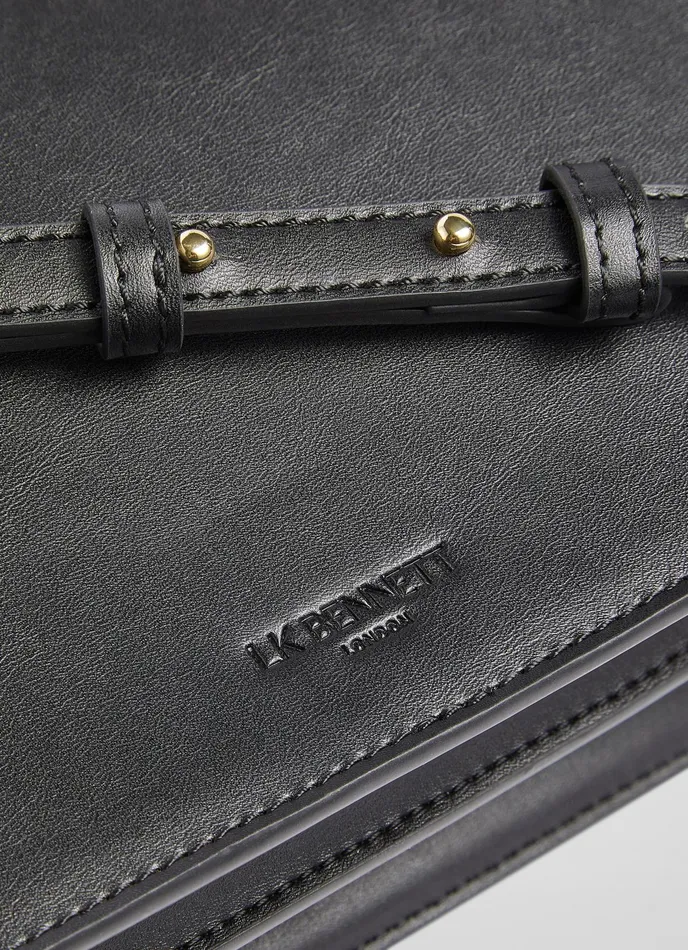 LK Bennett Ottie Black Vegan Leather Shoulder Bag Women Shoulder Bags