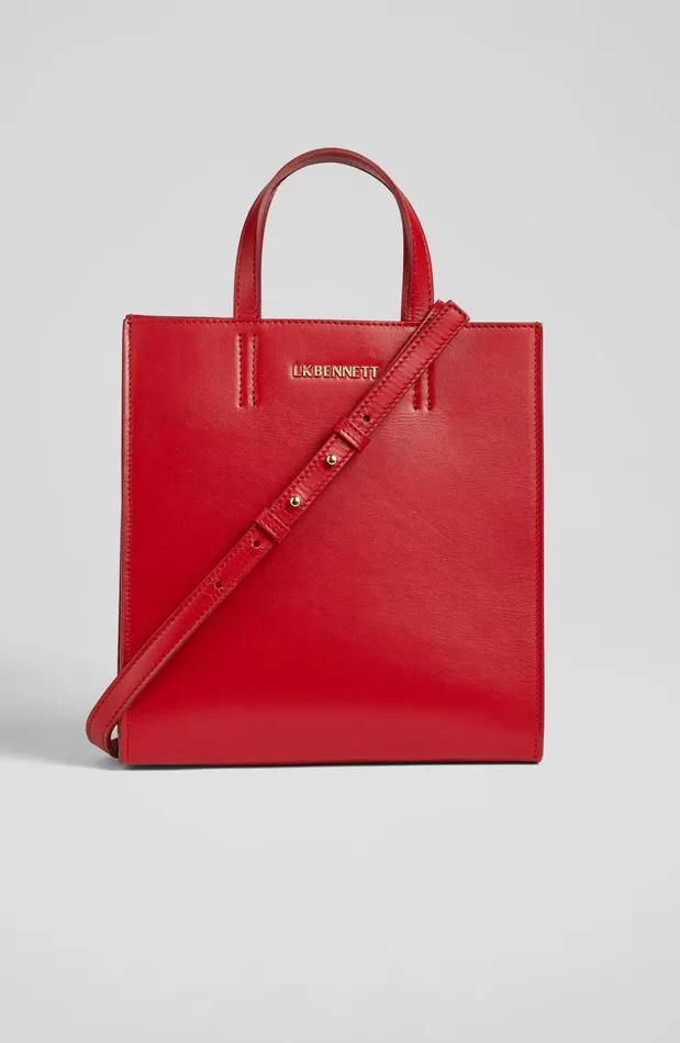 LK Bennett Rue Red Leather Tote Bag Women CrossBody Bags