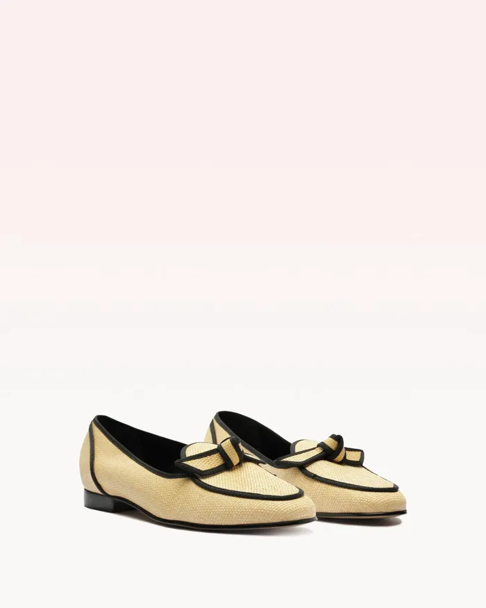 Loafers Women Alexandre Birman Grosgrain Raffia Loafer Naturalblack