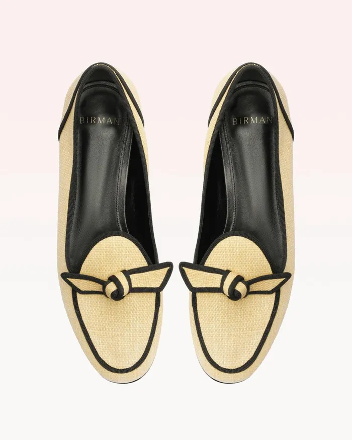 Loafers Women Alexandre Birman Grosgrain Raffia Loafer Naturalblack
