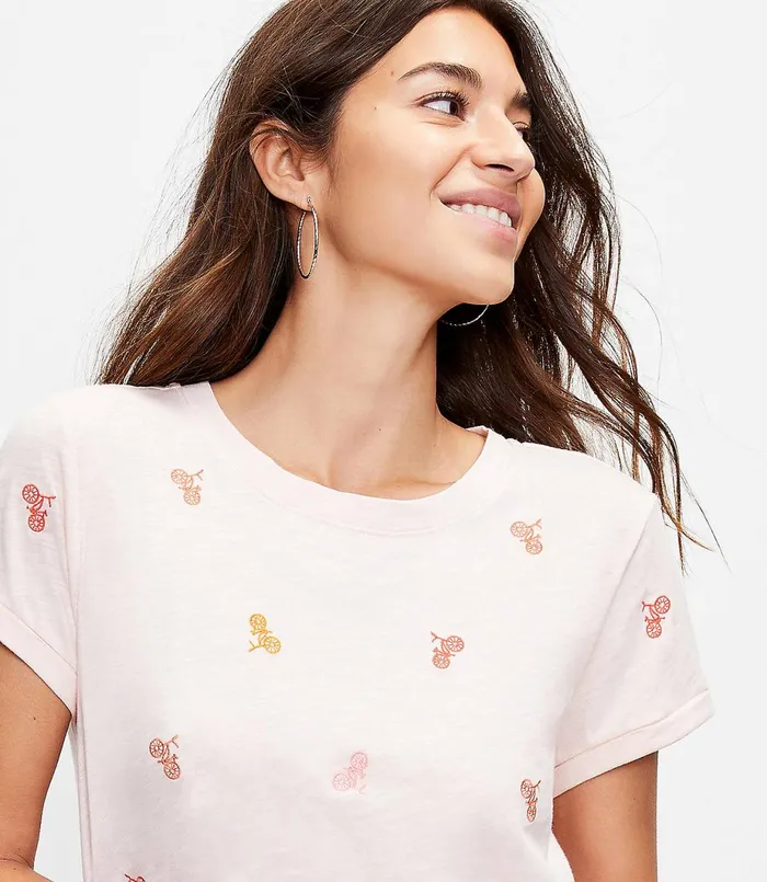 LOFT Bicycle Everyday Crew Neck Tee Dogwood Pink Women Loungewear