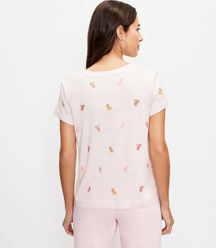 LOFT Bicycle Everyday Crew Neck Tee Dogwood Pink Women Loungewear