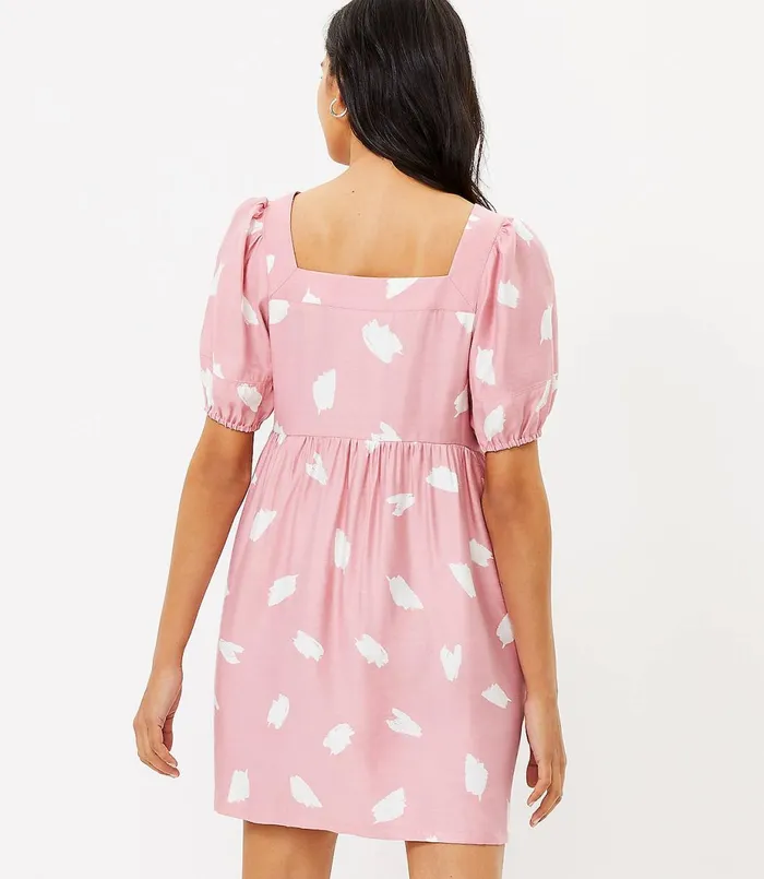 LOFT Brushstroke Square Neck Swing Dress Luminous Blush Women Swing Dresses