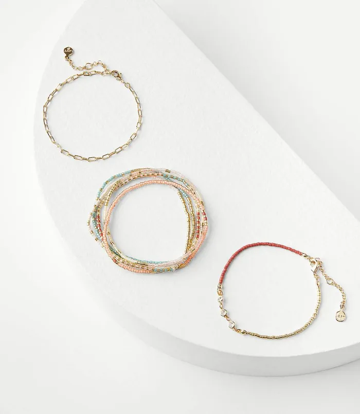 LOFT Chain Beaded Bracelet Set Multi Women Jewelry
