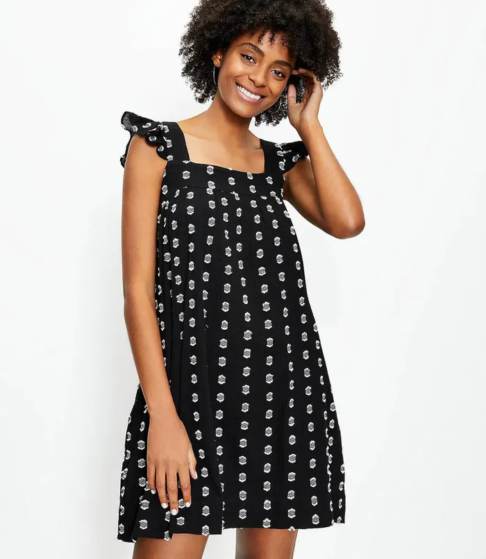 LOFT Clip Flutter Pocket Swing Dress Black Women Little Black Dresses