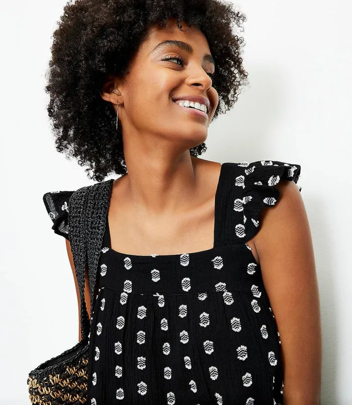 LOFT Clip Flutter Pocket Swing Dress Black Women Little Black Dresses