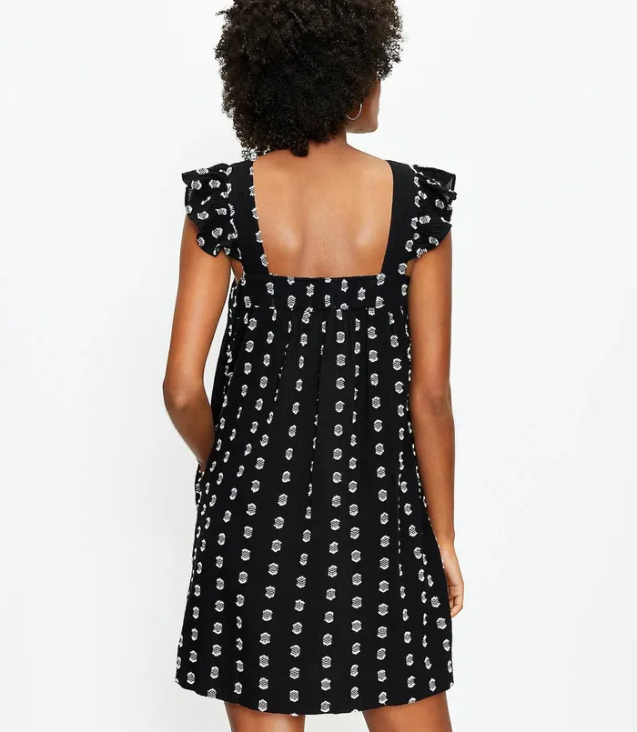 LOFT Clip Flutter Pocket Swing Dress Black Women Little Black Dresses