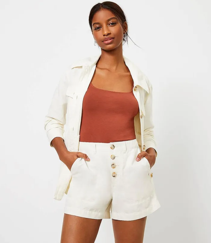LOFT Curvy Casual Utility Shorts Whisper White Women Shorts
