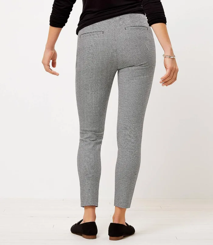 LOFT Curvy Side Zip Skinny Pants In Puppytooth Blackwhite Multi Women Pants