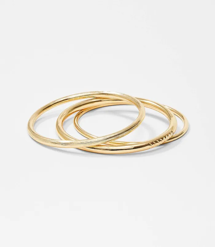 LOFT Etched Bangle Set Gold Women Jewelry