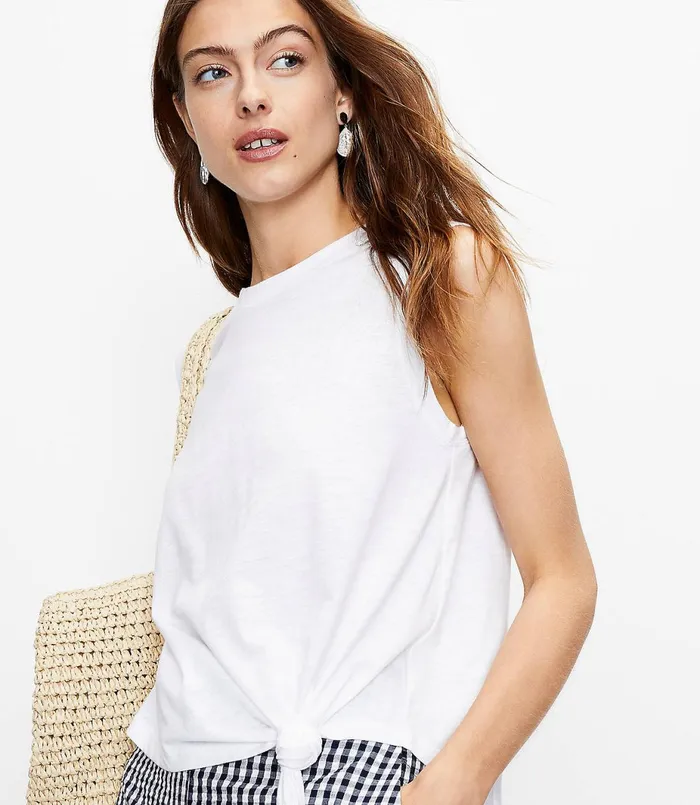 LOFT Knotted Muscle Tee White Women Tees