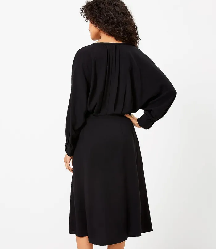 LOFT LOFT Beach Button Dolman Midi Dress Black Women Swim and Beach