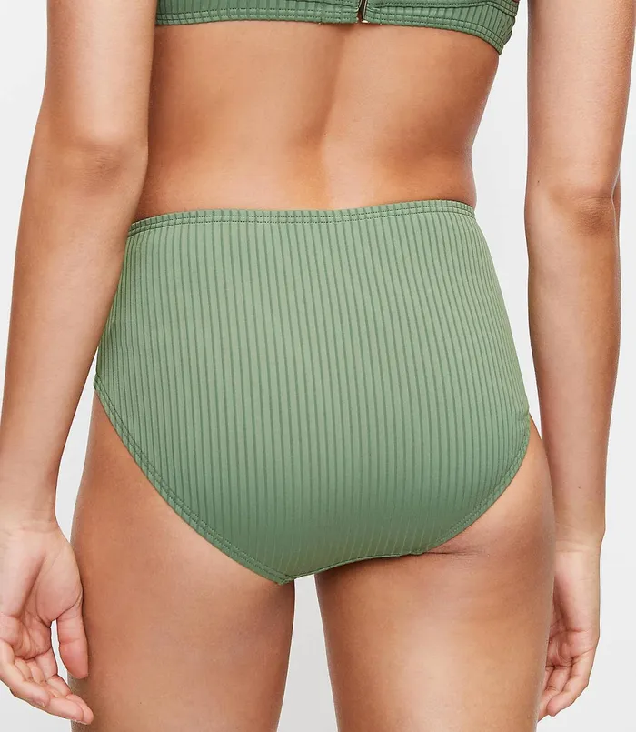 LOFT LOFT Beach Ribbed High Waist Bikini Bottom Vintage Sage Women Swim and Beach