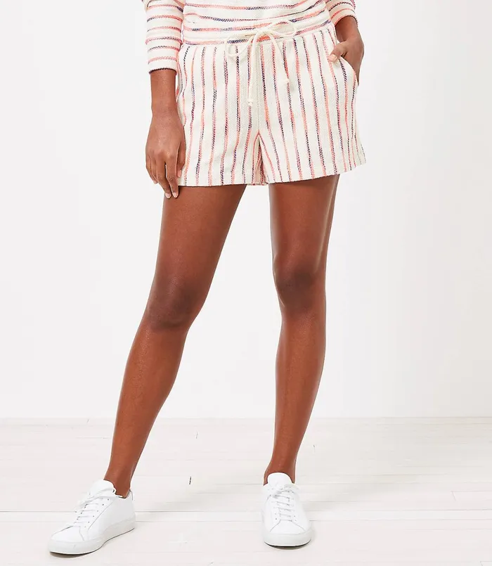 LOFT Lou and Grey Neon Striped Terry Shorts Shocking Coral Women Pants