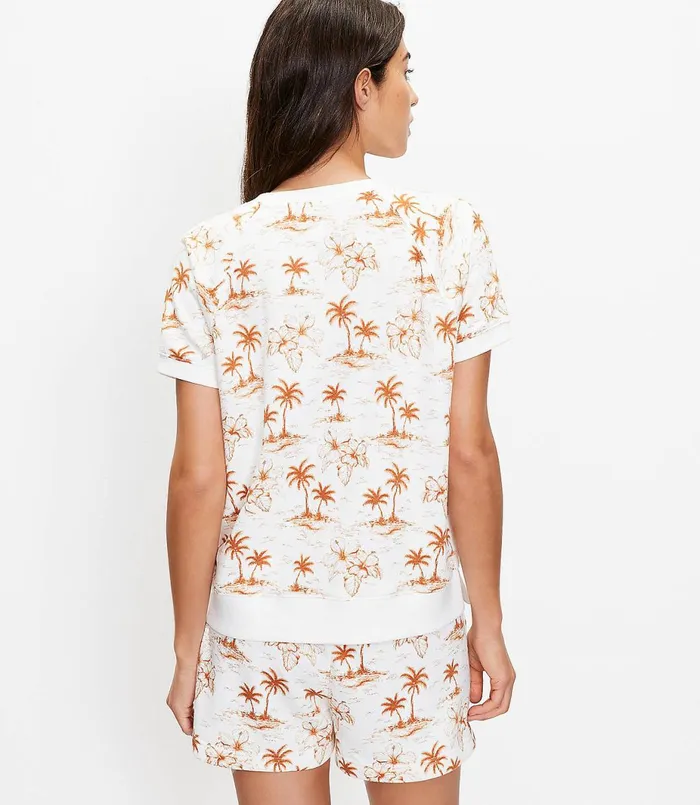 LOFT Lou and Grey Palm Island Cozy Cotton Terry Sweatshirt Tee Whisper White Women Petite Tops