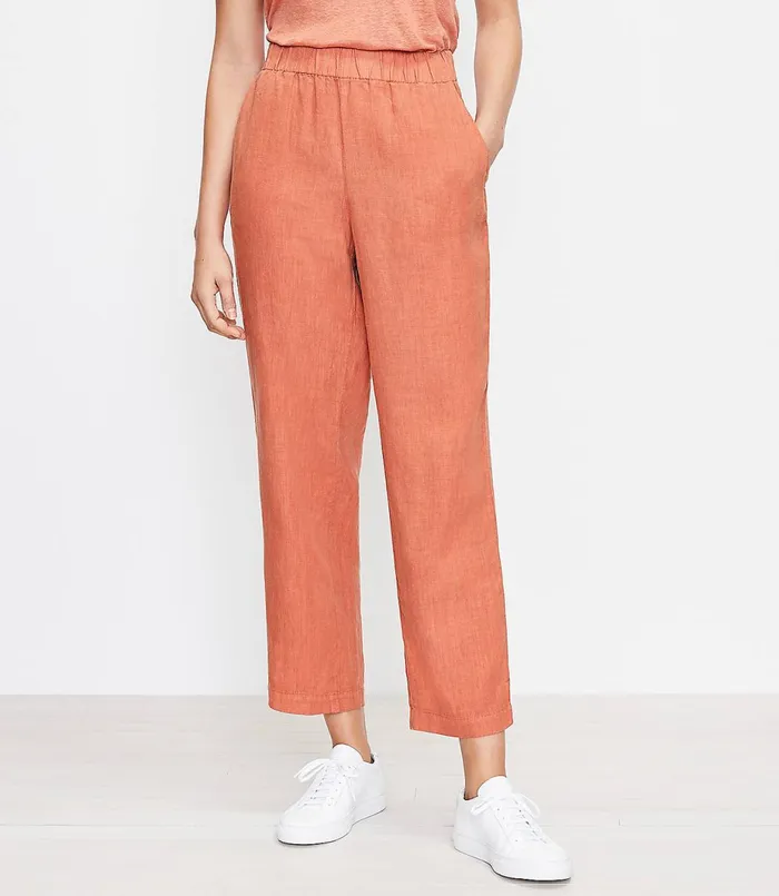 LOFT Lou and Grey Softstretch Linen Pants Henna Women Pants