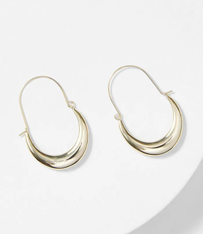 LOFT Modern Pull Through Hoop Earrings Gold Women Jewelry