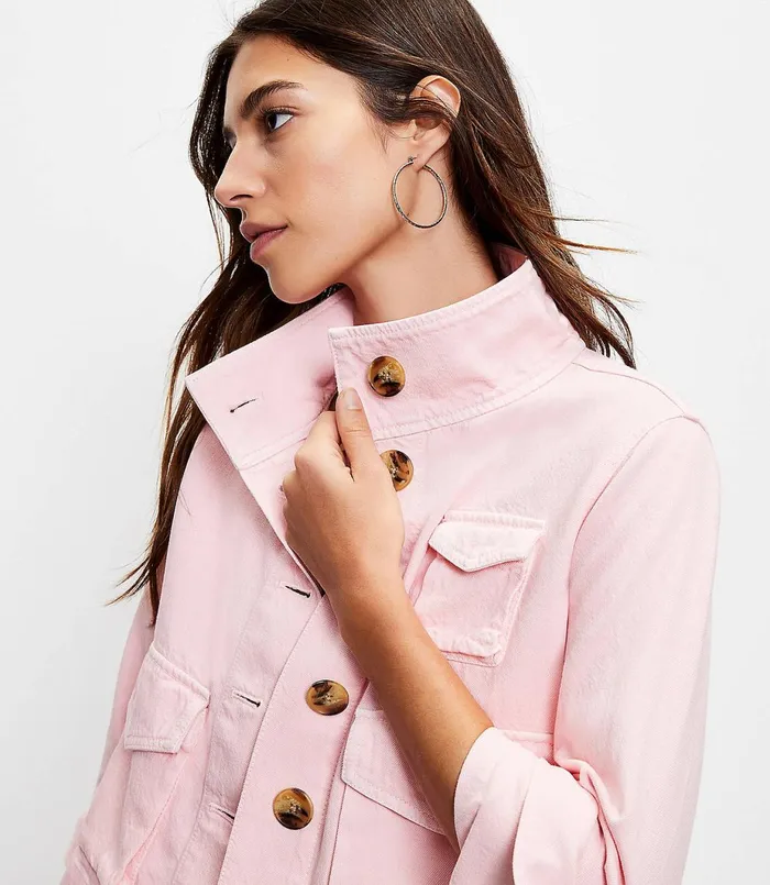 LOFT Petite Denim Utility Jacket In Fresh Creamsicle Fresh Creamsicle Women Petite Jackets and Blazers