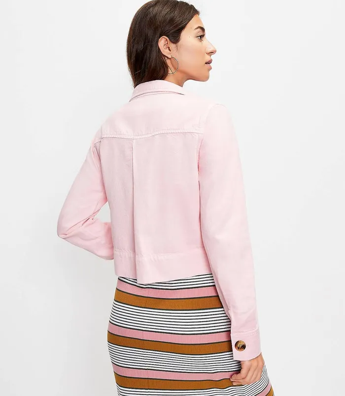 LOFT Petite Denim Utility Jacket In Fresh Creamsicle Fresh Creamsicle Women Petite Jackets and Blazers