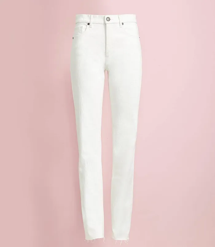 LOFT Petite Relaxed Straight Leg Jeans In White White Women Petite Jeans