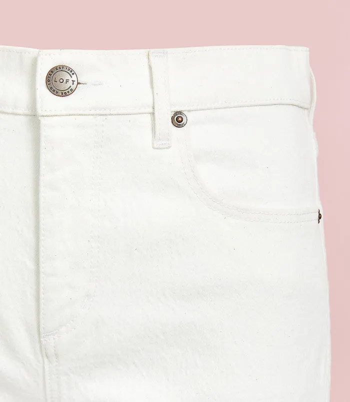 LOFT Petite Relaxed Straight Leg Jeans In White White Women Petite Jeans