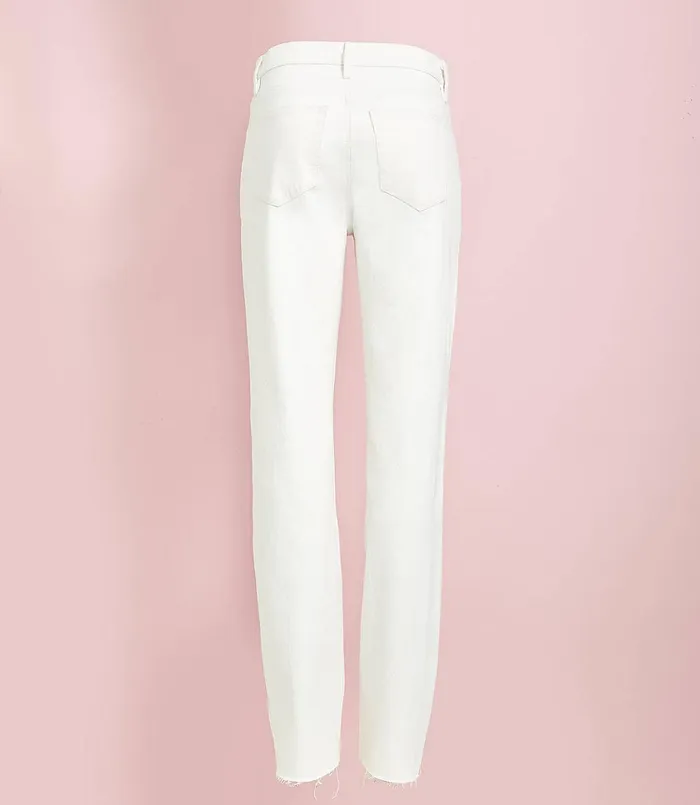 LOFT Petite Relaxed Straight Leg Jeans In White White Women Petite Jeans
