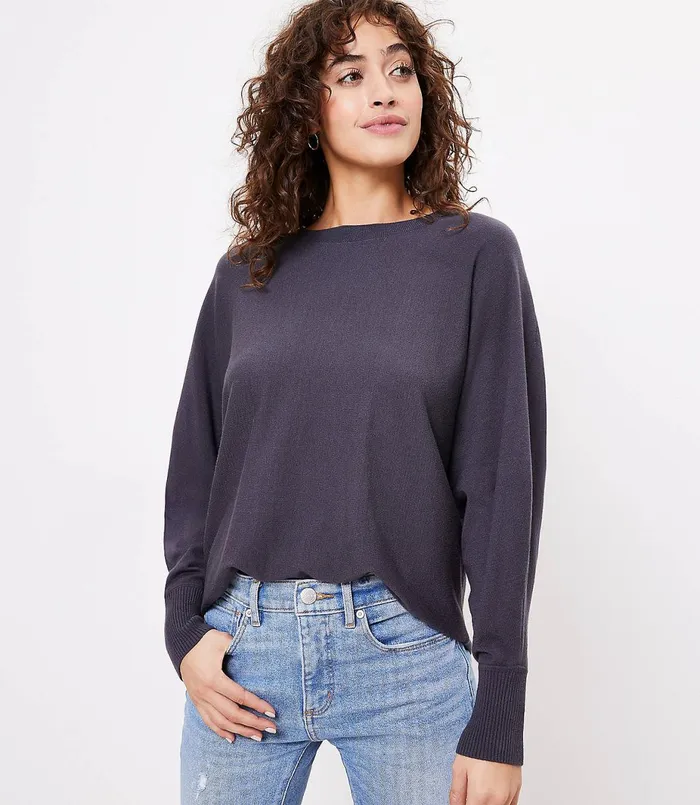 LOFT Poncho Sweater Coastal Grey Women Sweaters