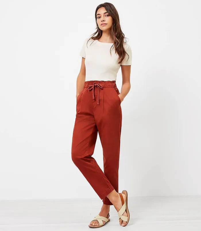 LOFT Poplin Jogger Pants Dried Eucalyptus Women Pants