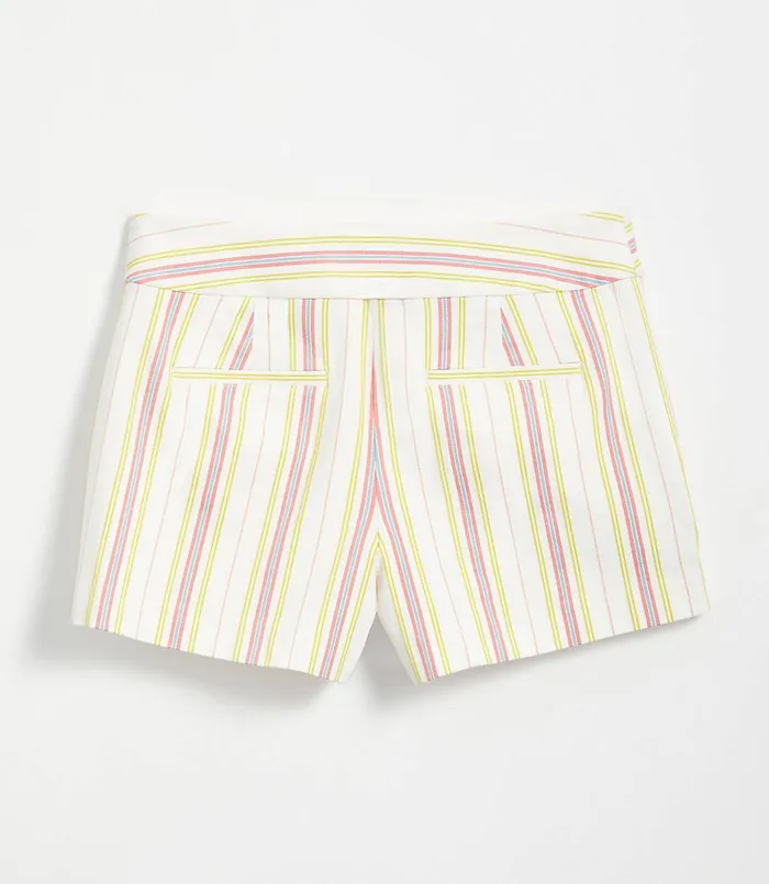 LOFT Striped Rivera Shorts With 4 Inch Inseam Coral Multi Women Shorts