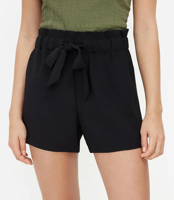 LOFT The Paperbag Pull On Short Black Women Shorts