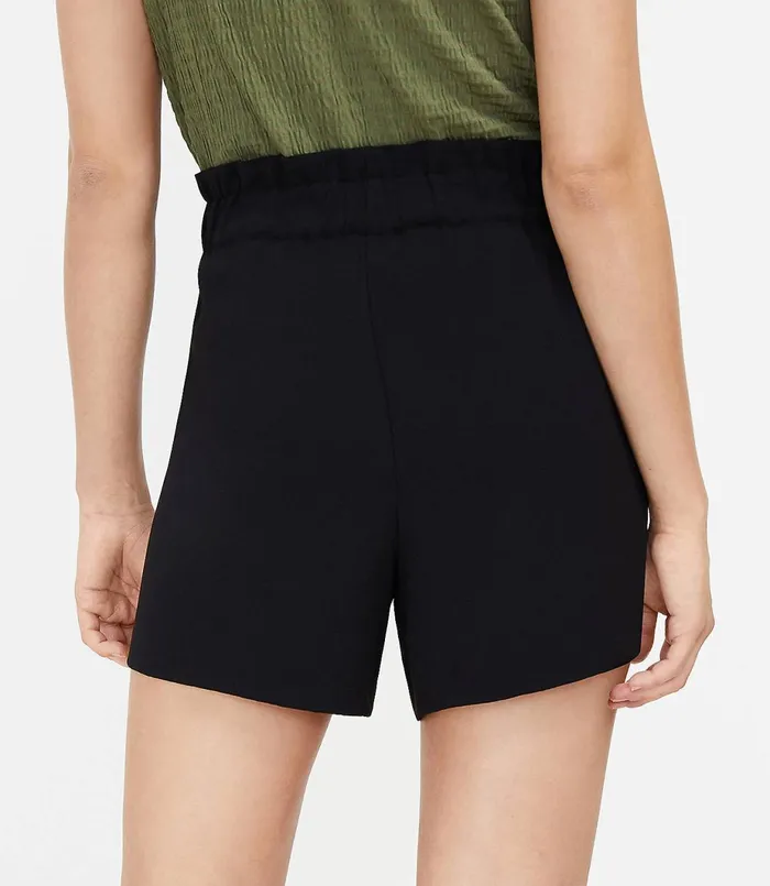 LOFT The Paperbag Pull On Short Black Women Shorts
