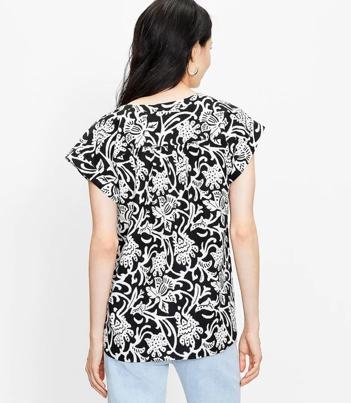 LOFT Vine Dolman VNeck Shirt Black Women Tops