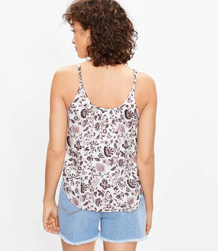 LOFT Vine Ruffle Cami Whisper White Women Petite Tops