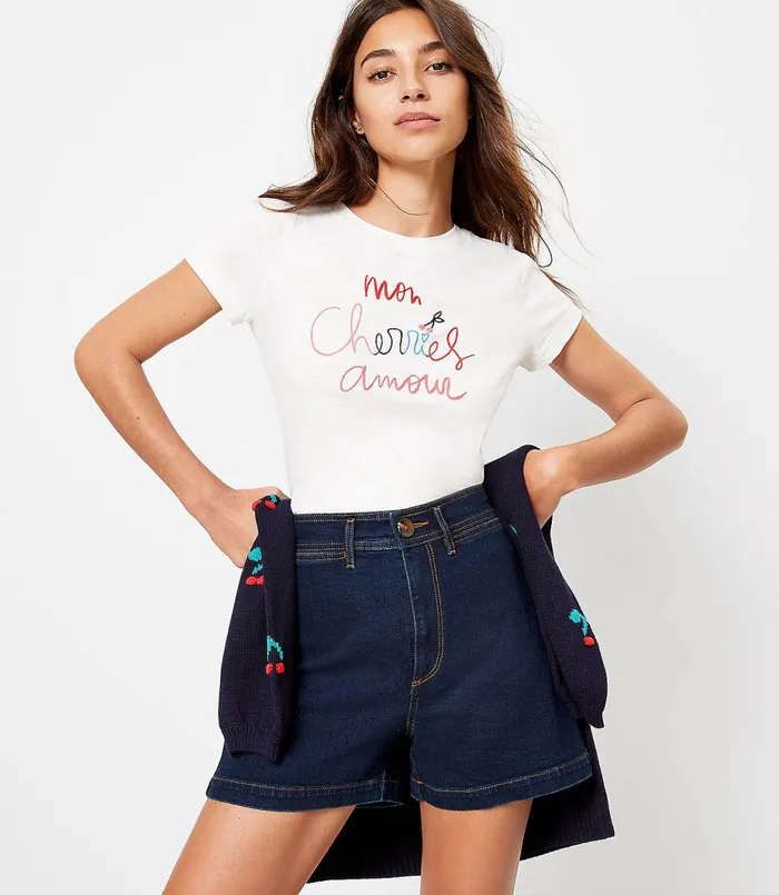 LOFT Welt Pocket Denim Shorts In Refined Dark Indigo Wash Refined Dark Indigo Wash Women Shorts