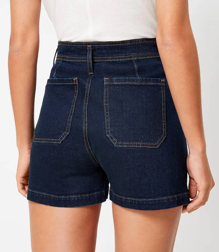 LOFT Welt Pocket Denim Shorts In Refined Dark Indigo Wash Refined Dark Indigo Wash Women Shorts