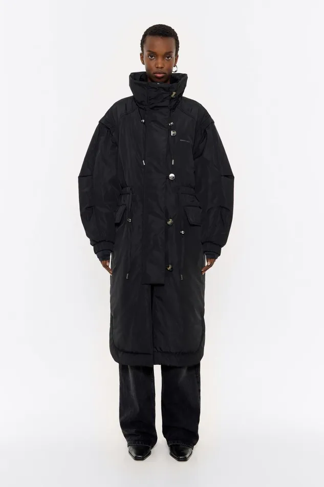 Long Black Padded Coat Black Women Bimba Y Lola Puffer Jackets