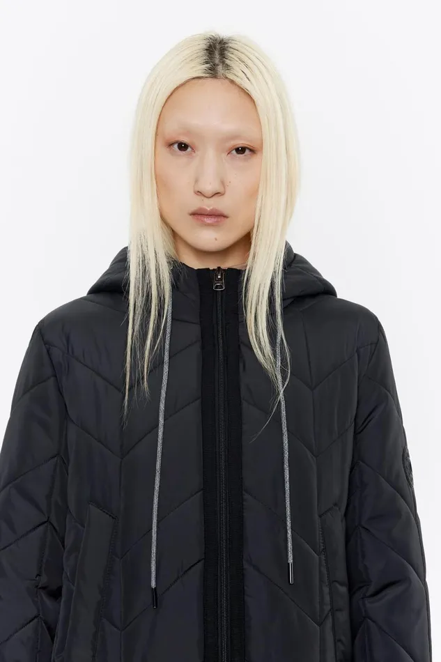 Long Black Straight Cut Padded Coat Black Women Bimba Y Lola Puffer Jackets Long Black Straight Cut Padded Coat Black Women Bimba Y Lola Puffer Jackets