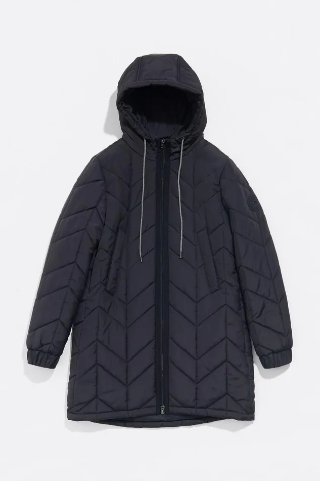 Long Black Straight Cut Padded Coat Black Women Bimba Y Lola Puffer Jackets Long Black Straight Cut Padded Coat Black Women Bimba Y Lola Puffer Jackets