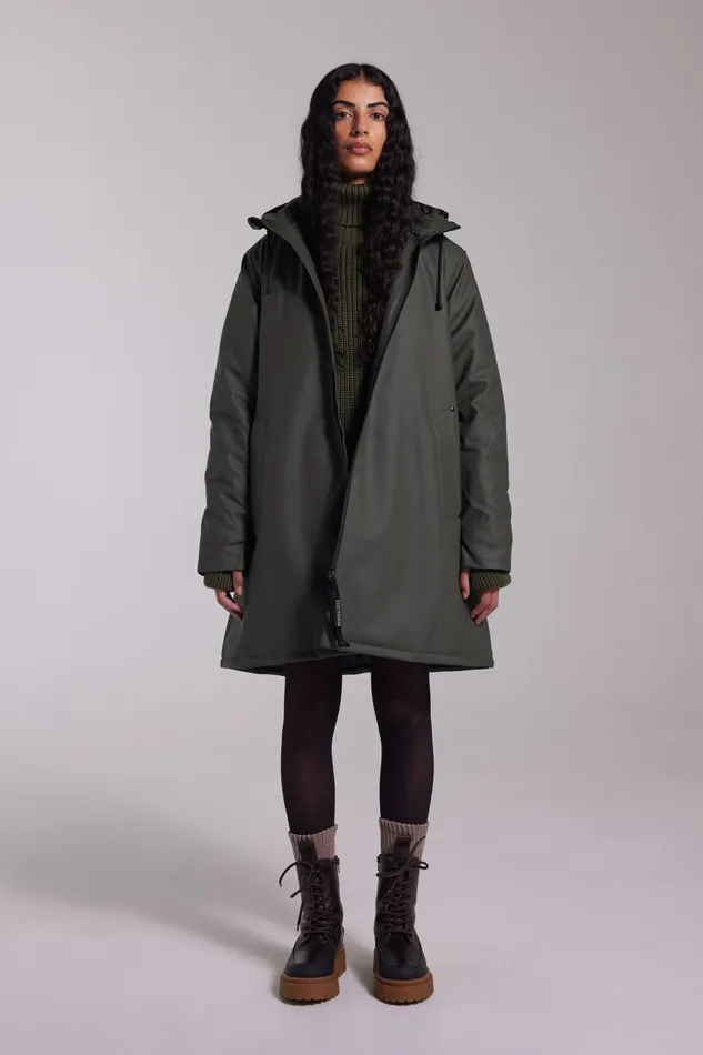 Long Raincoats Women Stutterheim Mosebacke Winter Jacket Green
