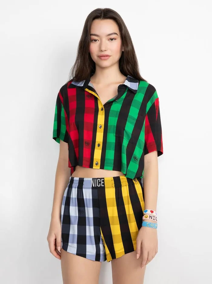 Loungewear Women Alice Olivia Big Feelings Madden Short Sleeve Pj Set Multi