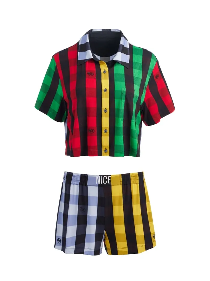 Loungewear Women Alice Olivia Big Feelings Madden Short Sleeve Pj Set Multi