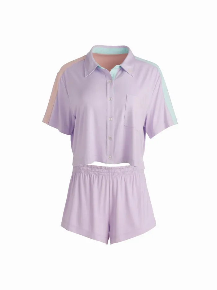Loungewear Women Alice Olivia Big Feelings Madden Short Sleeve Set Calming Lavender