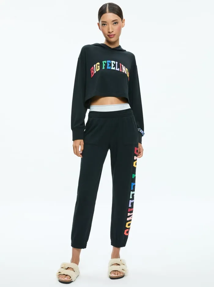 Loungewear Women Alice Olivia Big Feelings Tai Cropped Hoodie Black