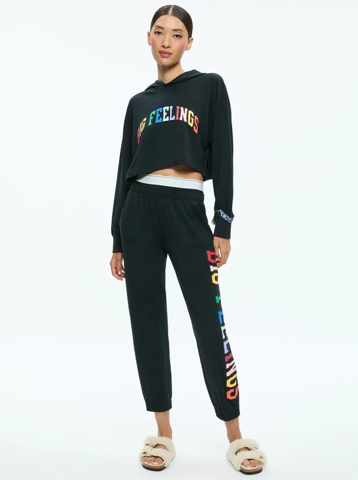 Loungewear Women Alice Olivia Big Feelings Tai Cropped Hoodie Black