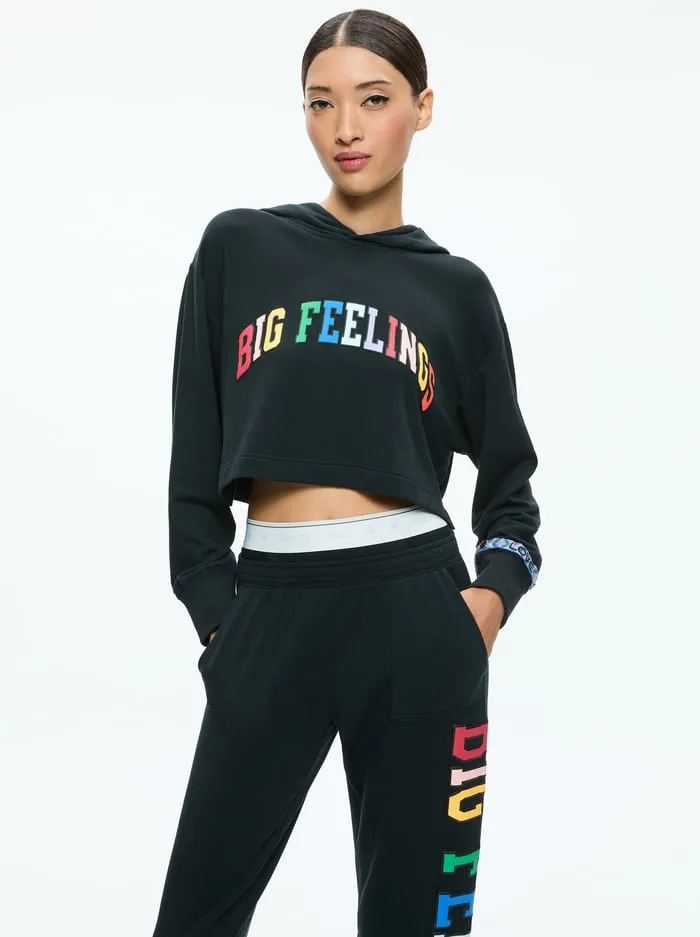 Loungewear Women Alice Olivia Big Feelings Tai Cropped Hoodie Black