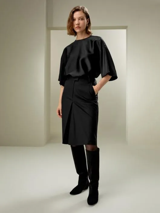 Machine Washable ALine Wool Silk Blend Skirt Women Lilysilk Bottoms